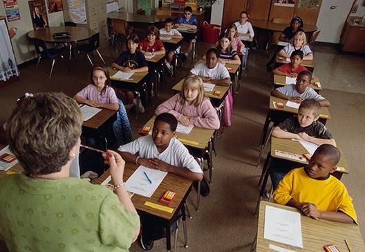 Children sitting at desks